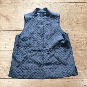 Eileen Fisher 100% Silk Lightweight Diamond Pattern Zip Pocket Snap Button, Sz M